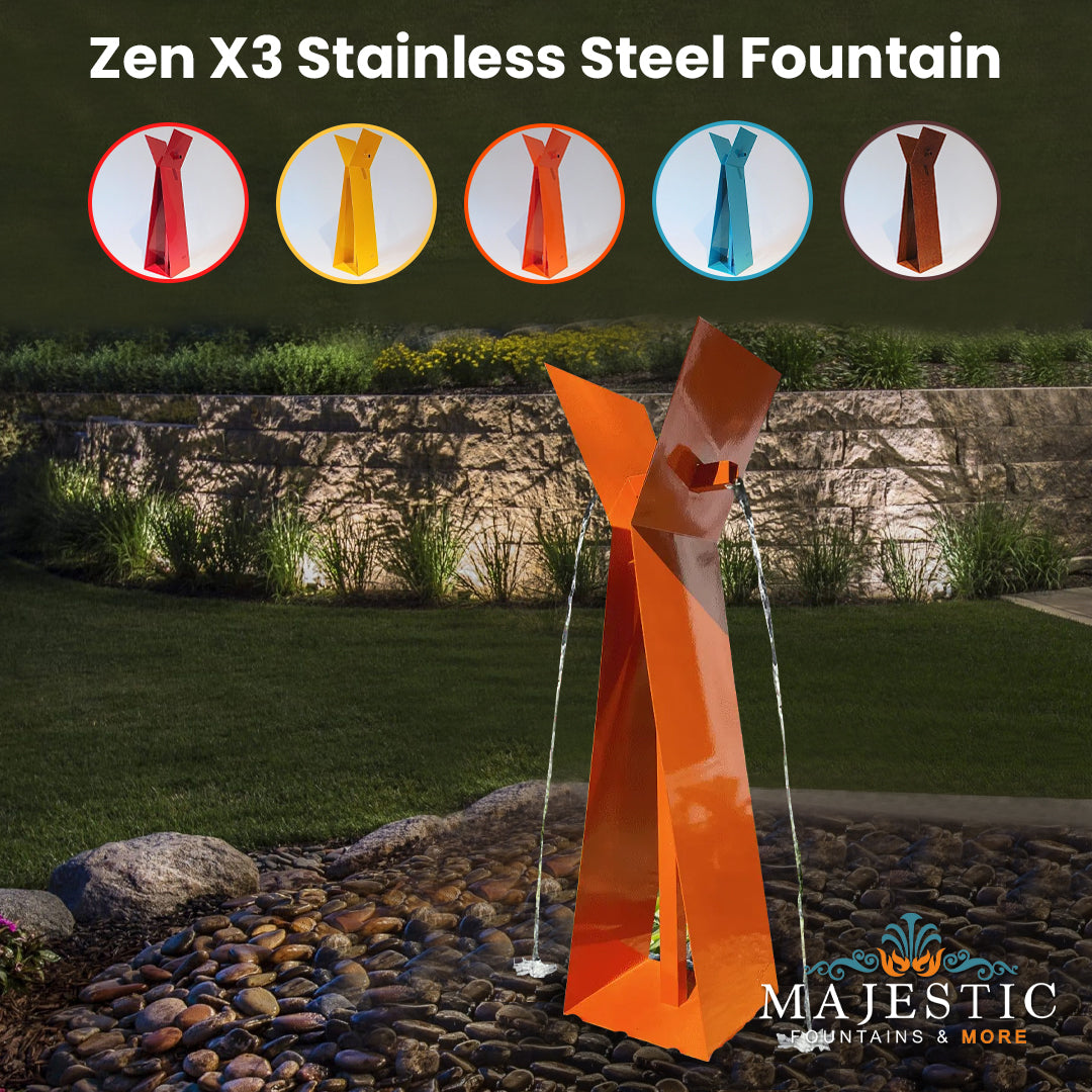 Zen X3 Mod Fountain in Stainless Steel - Majestic Fountains and More