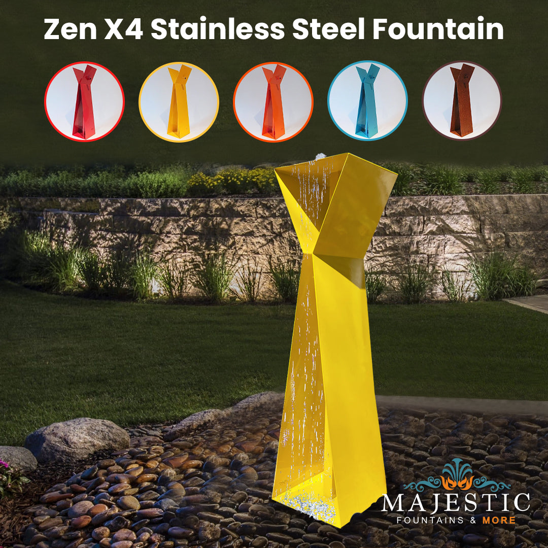 Zen X4 Fountain in Stainless Steel - Majestic Fountains