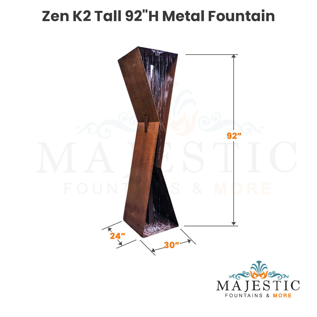 Zen K2 Tall 92H Metal Fountain - Majestic Fountains and More