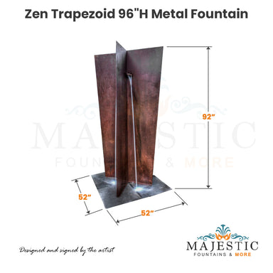 Zen Trapezoid 96"H Metal Fountain - Majestic Fountains and More