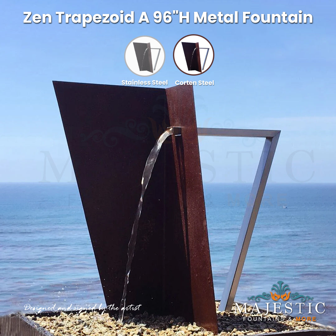 Zen Trapezoid A 96H Metal Fountain- Majestic Fountains and More.