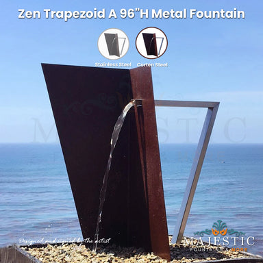 Zen Trapezoid A 96H Metal Fountain- Majestic Fountains and More.