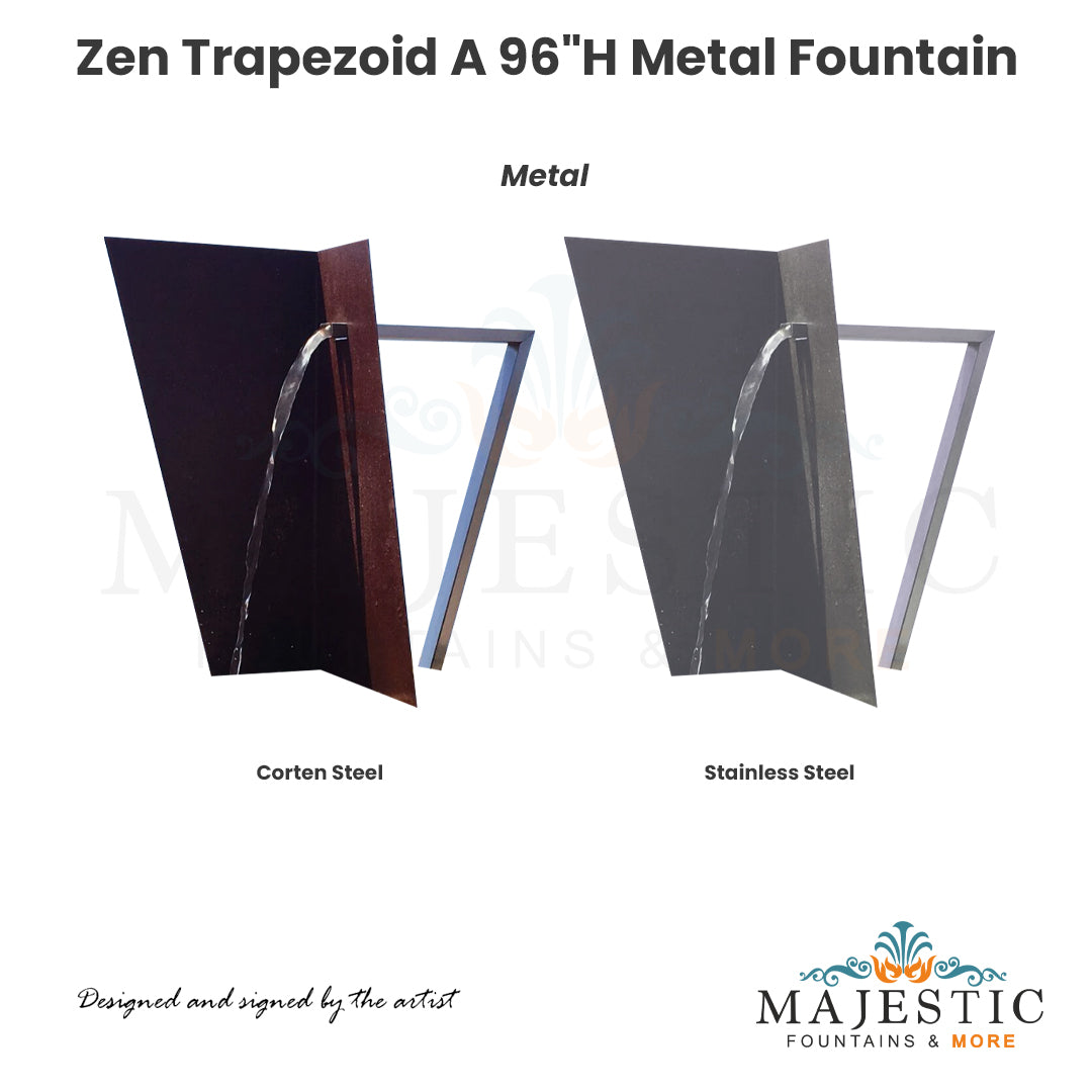 Zen Trapezoid A 96H Metal Fountain- Majestic Fountains and More.