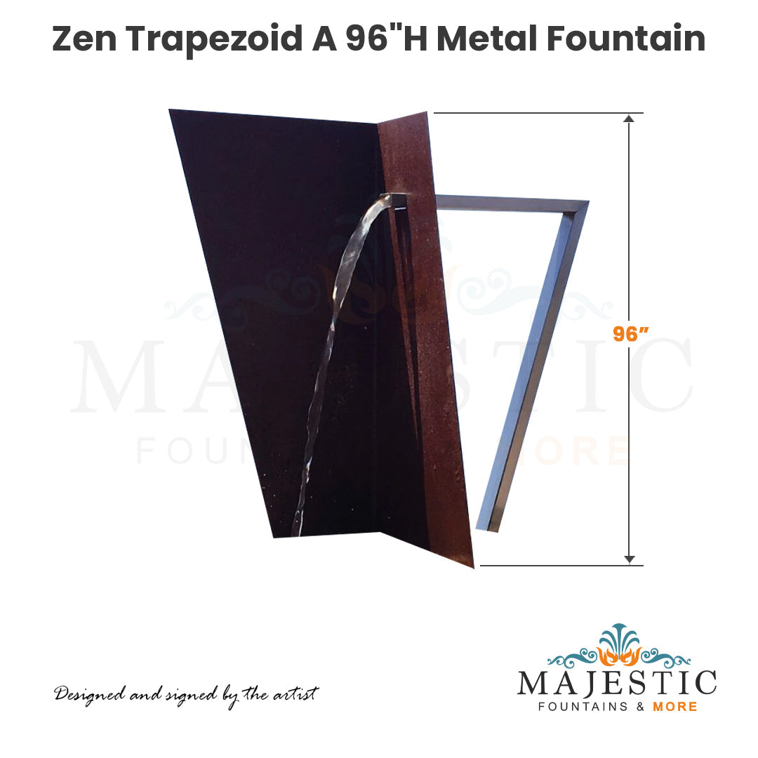 Zen Trapezoid A 96H Metal Fountain- Majestic Fountains and More.