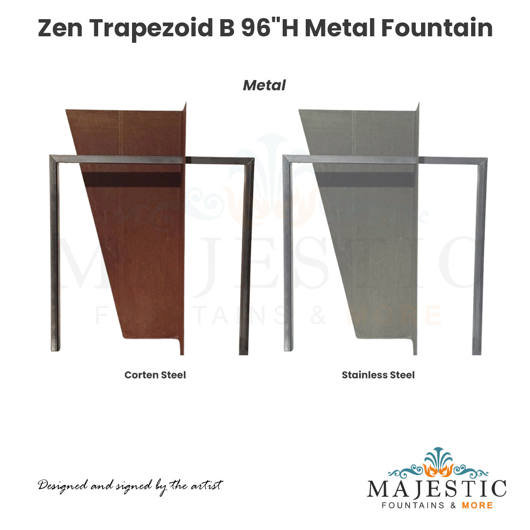 Zen Trapezoid B 96H Metal Fountain - Majestic Fountains and More.