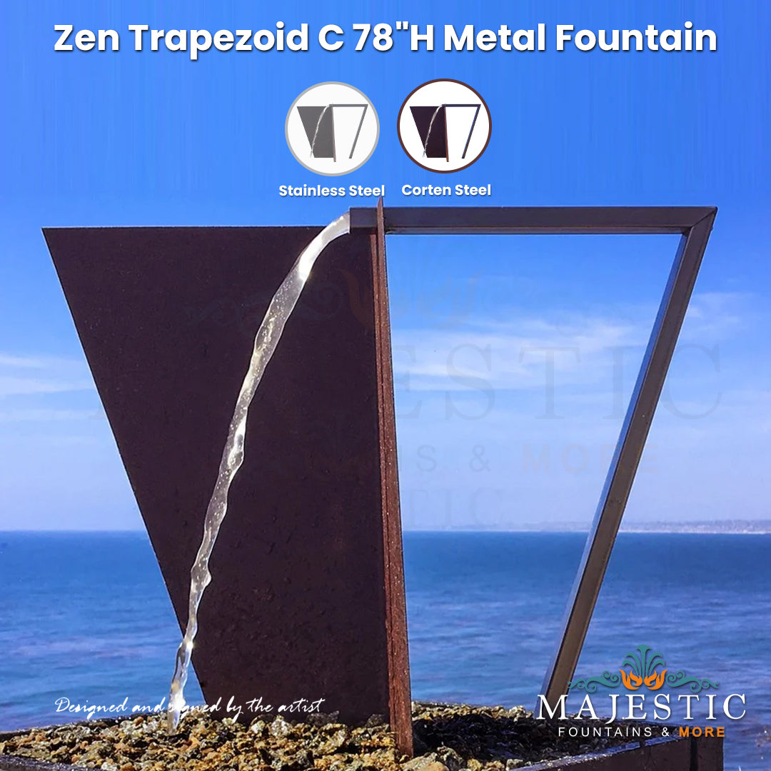 Zen Trapezoid C 78H Metal Fountain - Majestic Fountains and More.