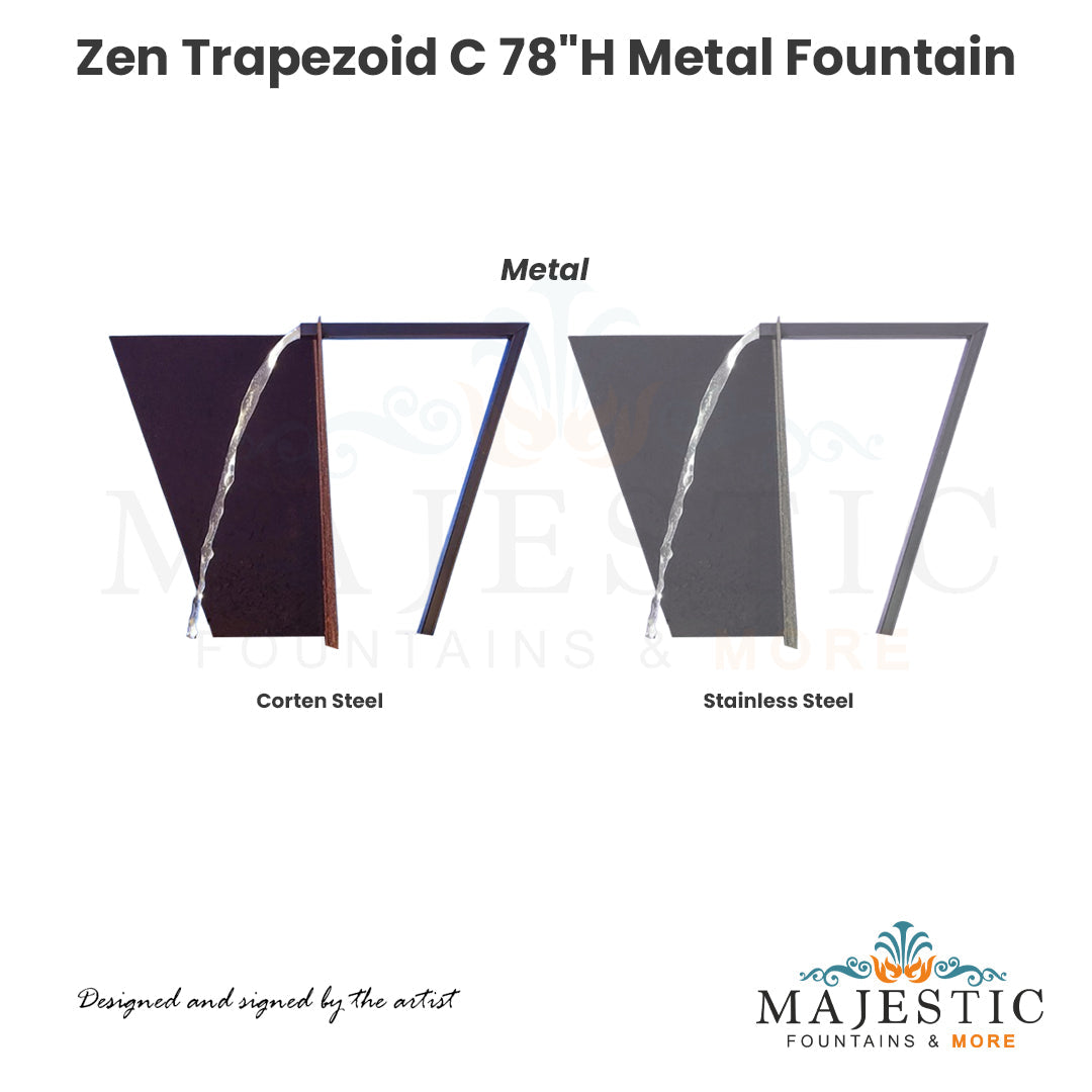 Zen Trapezoid C 78H Metal Fountain - Majestic Fountains and More.