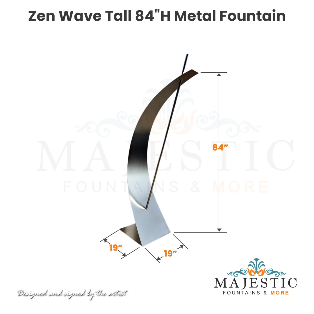 Zen Wave Tall 84" Metal Fountain - Majestic Fountains and More