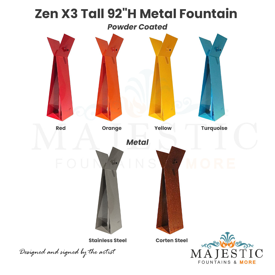 Zen X3 Tall 92H Metal Fountain - Majestic Fountains and More