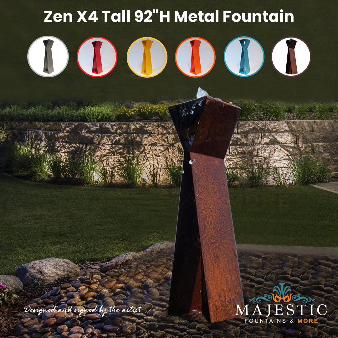 Zen X4 Tall 92H Metal Fountain - Majestic Fountains