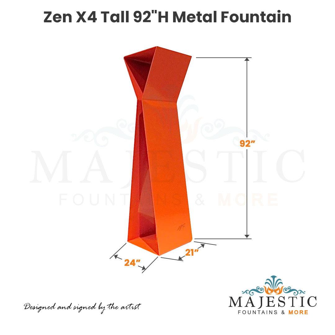 Zen X4 Tall 92H Metal Fountain - Majestic Fountains and More