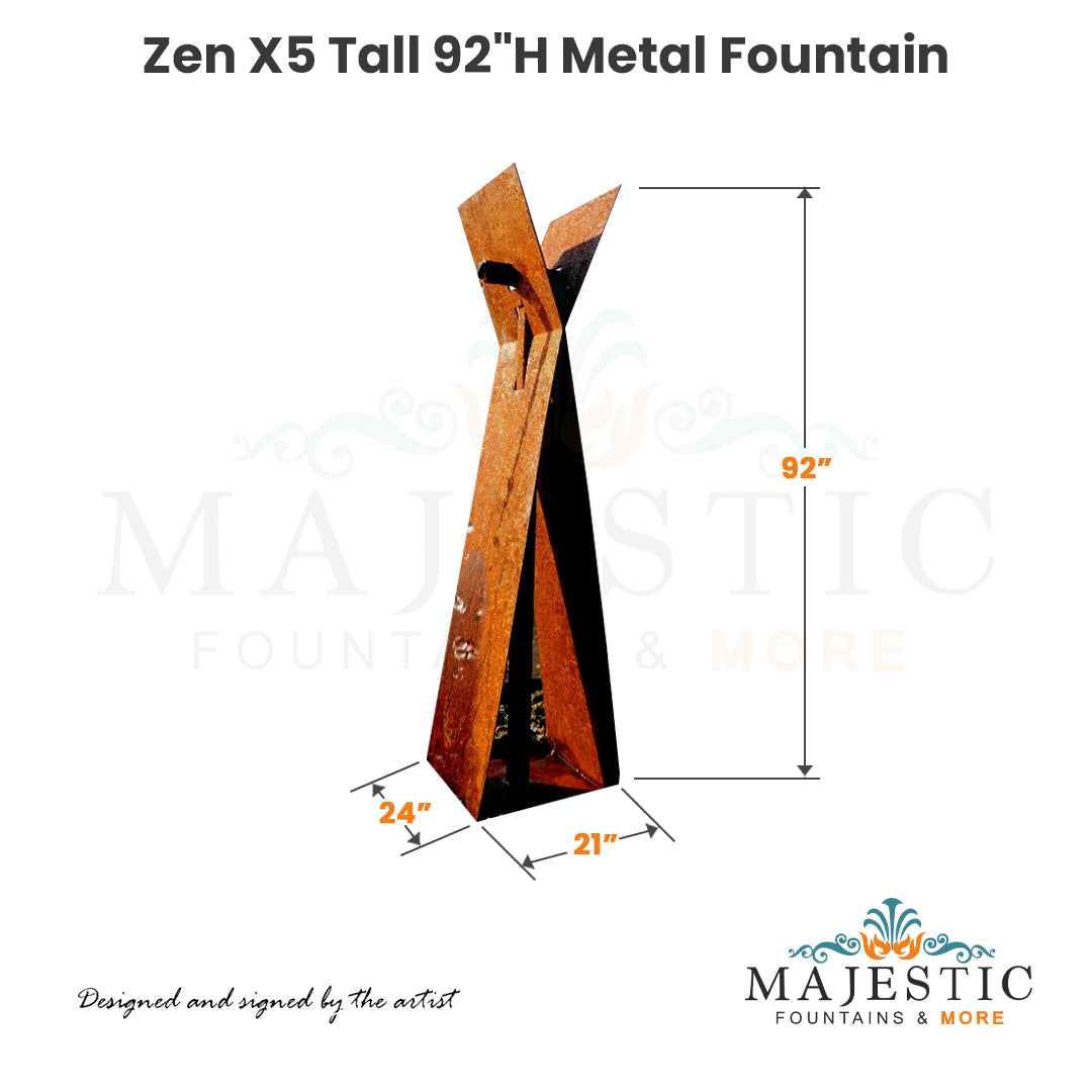 Zen X5 Tall 92H Metal Fountain - Majestic Fountains and More