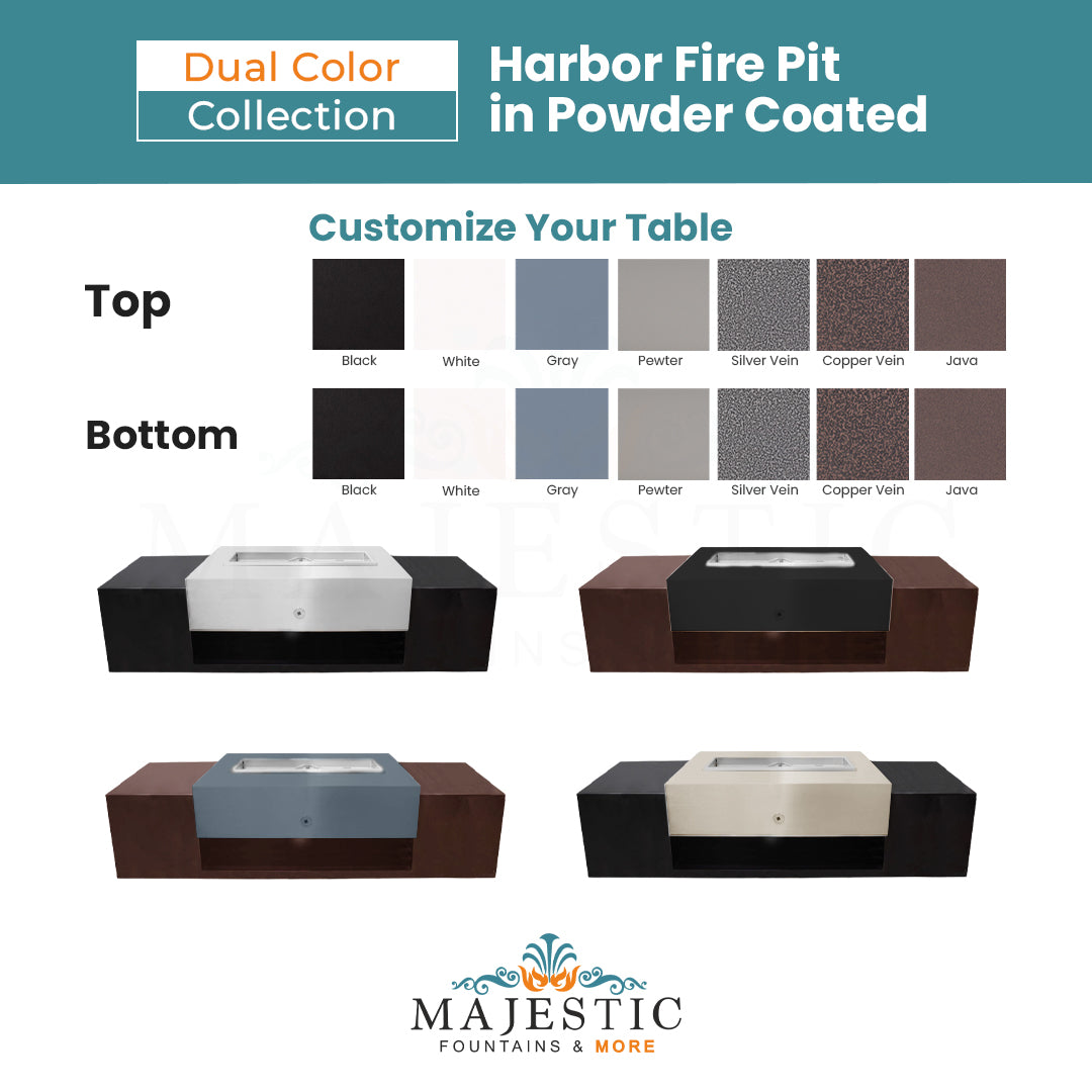 The Outdoor Plus Harbor Fire Pit in Powder Coated Steel - The Black & White Collection + Free Cover - Majestic Fountains