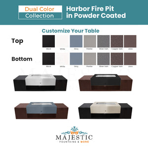 The Outdoor Plus Harbor Fire Pit in Powder Coated Steel - The Black & White Collection + Free Cover - Majestic Fountains