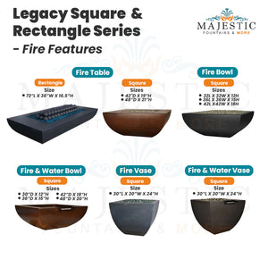 legacy Sqaure & Rectangle Fire Features - Majestic Fountains