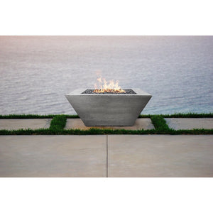 Prism Hardscapes - Lombard Fire Table in GFRC Concrete - Match Lit - Majestic Fountains