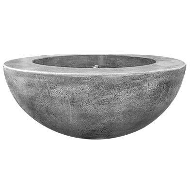 Prism Hardscapes - Moderno 5 Pewter Fire Bowl in GFRC Concrete - Match Lit - Majestic Fountains