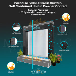 Paradise Falls LED Rain Curtain – Self Contained Unit in Powder Coated - Majestic Fountains