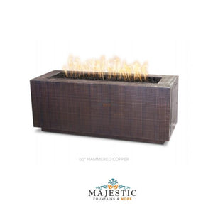 TOP Fires Pismo Rectangle Fire Pit in Hammered Copper by The Outdoor Plus - Majestic Fountains