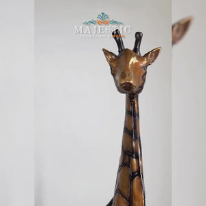 Mother and Baby Giraffe Bronze Table Top Sculpture