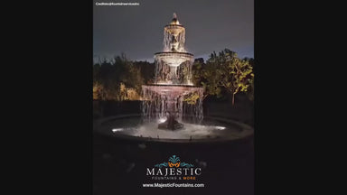Fiore Stone Four Seasons 3-Tier Fountain 2134-F with Bracci Basin in Cast Stone - Majestic Fountains