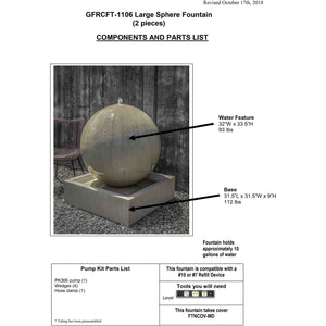 Large Sphere Fountain in GFRC by Campania International GFRCFT-1106 - Majestic Fountains