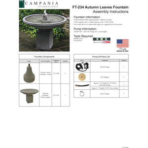 Autumn Leaves Fountain in Cast Stone by Campania International FT-234 - Majestic Fountains