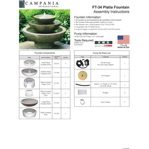 Platia Fountain in Cast Stone by Campania International FT-34 - Majestic Fountains