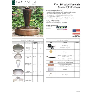 Bisbalos Fountain in Cast Stone by Campania International FT-41 - Majestic Fountains