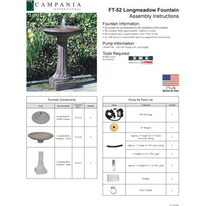 Longmeadow Fountain in Cast Stone by Campania International FT-52 - Majestic Fountains