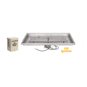 TOP Fires Rectangular Raised Lip Drop-In Pan & SS "H" Burner with Electronic Ignition Kit by The Outdoor Plus - Majestic Fountains