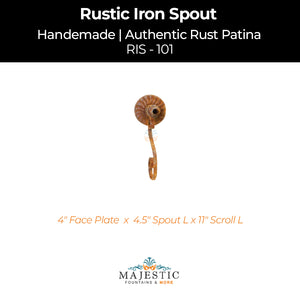Decorative Rustic Iron Spout - Small - Design 101 - Majestic Fountains