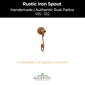 Decorative Rustic Iron Spout - Small - Design 102 - Majestic Fountains