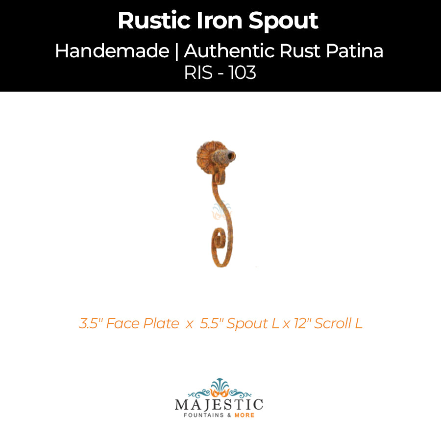 Decorative Rustic Iron Spout - Small - Design 103 - Majestic Fountains