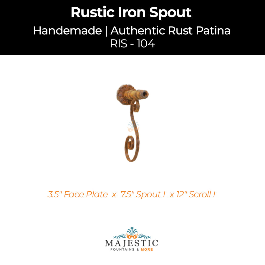 Decorative Rustic Iron Spout - Small - Design 104 - Majestic Fountains