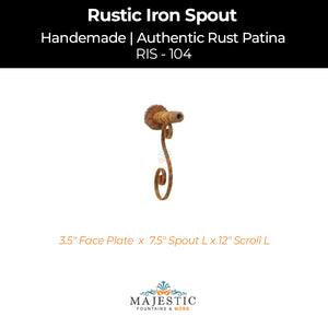 Decorative Rustic Iron Spout - Small - Design 104 - Majestic Fountains