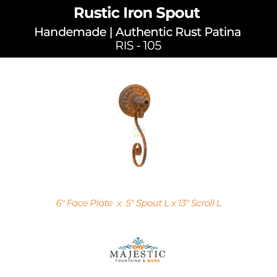 Decorative Rustic Iron Spout - Small - Design 105 - Majestic Fountains