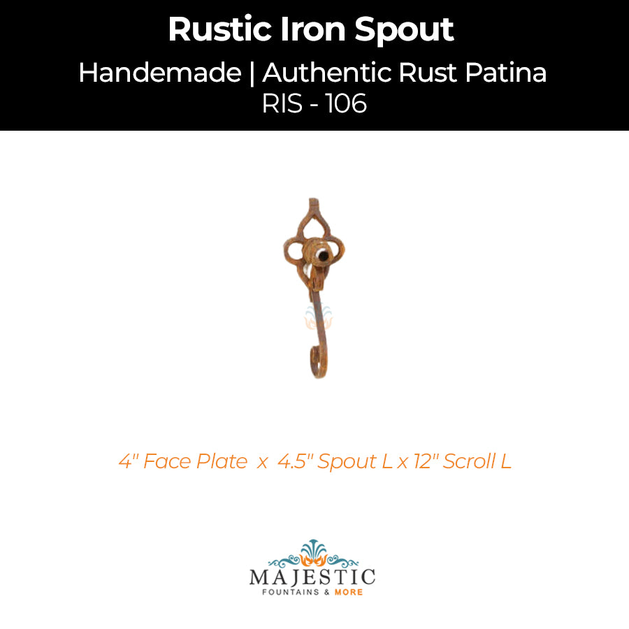 Decorative Rustic Iron Spout - Small - Design 106 - Majestic Fountains