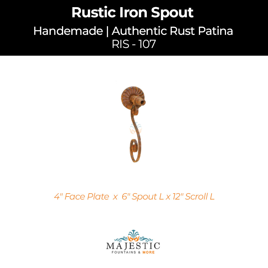 Decorative Rustic Iron Spout - Small - Design 107 - Majestic Fountains