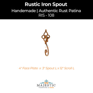 Decorative Rustic Iron Spout - Small - Design 108 - Majestic Fountains
