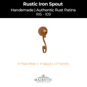 Decorative Rustic Iron Spout - Small - Design 109 - Majestic Fountains