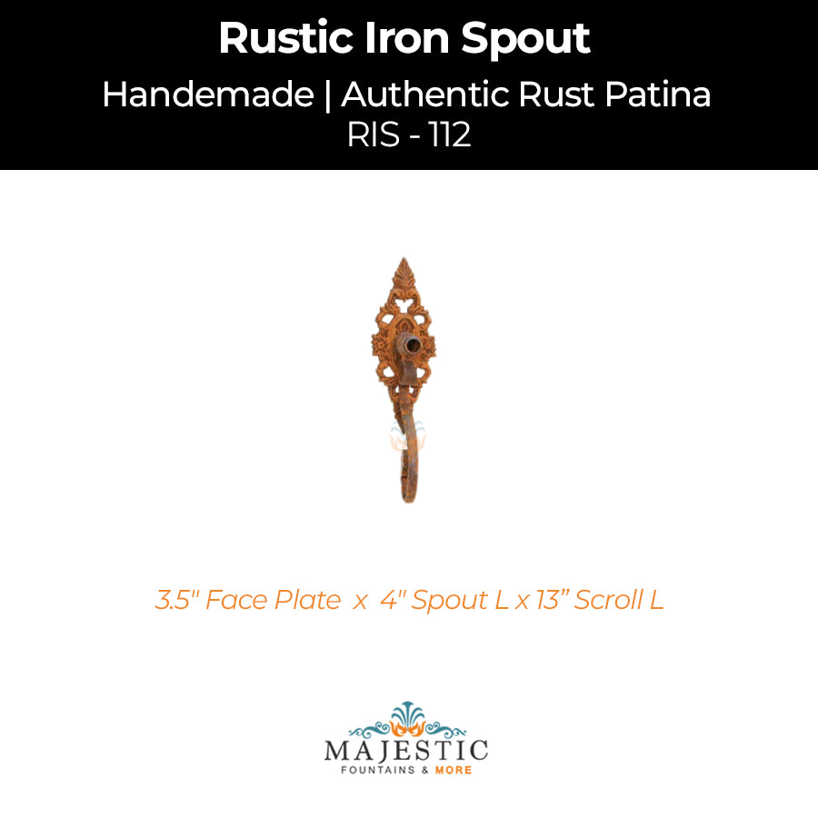 Decorative Rustic Iron Spout - Small - Design 112 - Majestic Fountains