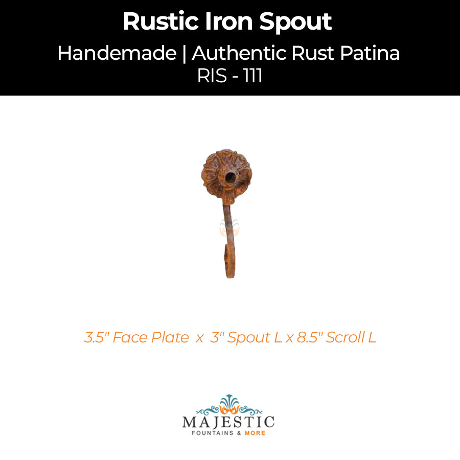 Decorative Rustic Iron Spout - Small - Design 111 - Majestic Fountains