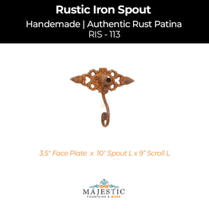 Decorative Rustic Iron Spout - Small - Design 113 - Majestic Fountains