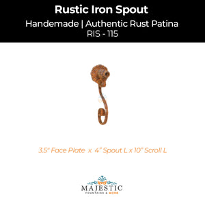 Decorative Rustic Iron Spout - Small - Design 115 - Majestic Fountains