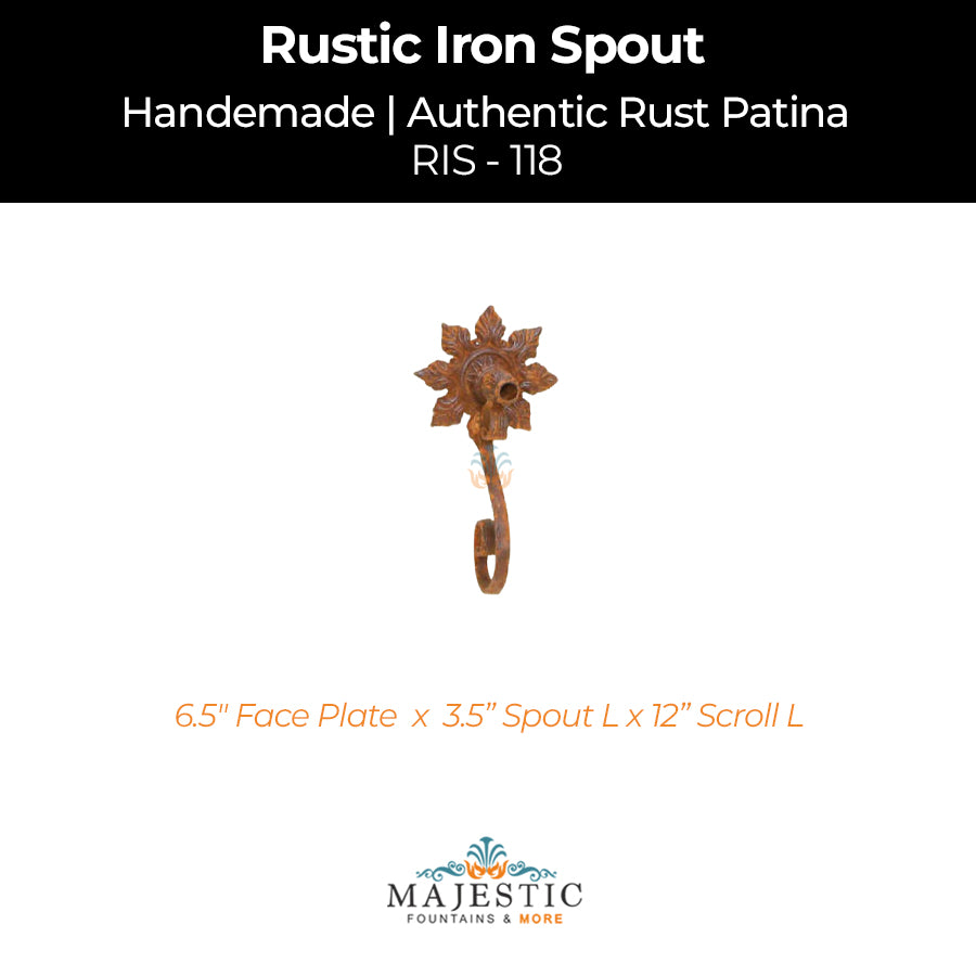 Decorative Rustic Iron Spout - Small - Design 118 - Majestic Fountains