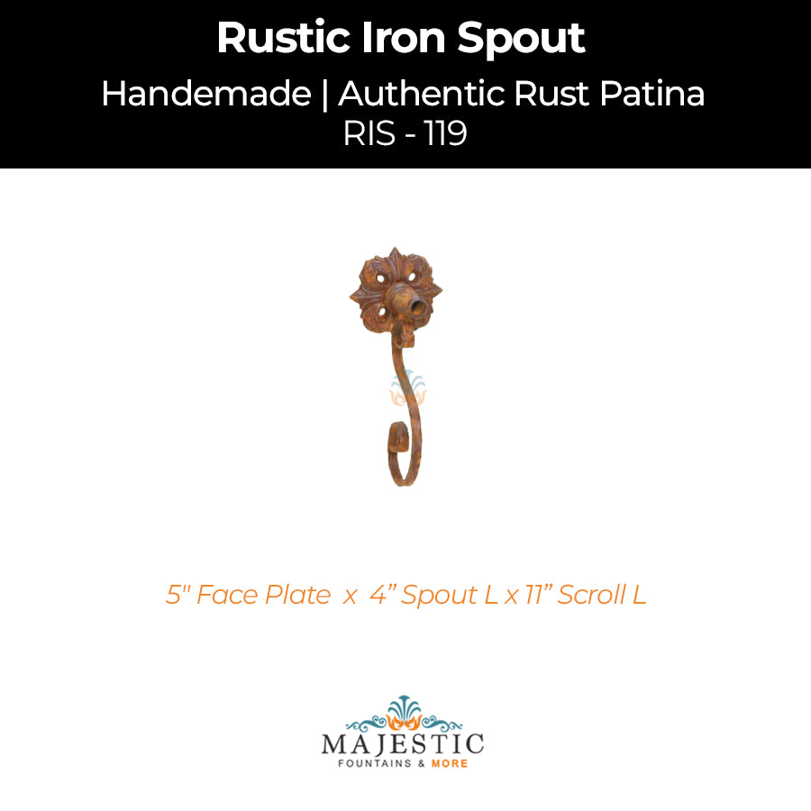 Decorative Rustic Iron Spout - Small - Design 119 - Majestic Fountains