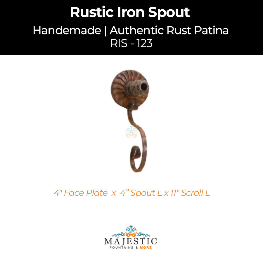 Decorative Rustic Iron Spout - Large - Design 122-Majestic Fountains