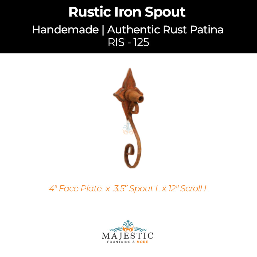 Decorative Rustic Iron Spout - Large - Design 125 - Majestic Fountains