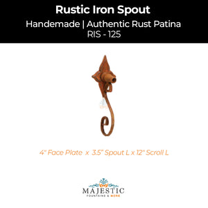 Decorative Rustic Iron Spout - Large - Design 125 - Majestic Fountains